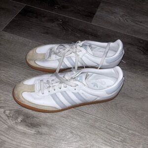 White and blue adidas sambas OG women’s 11